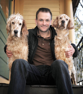 Vicky, left, and young Ducky sit with me for a photo shoot for the Animal Print magazine outside the Coffee Exchange in Providence, Rhode Island on Nov. 25, 2011. Photo by my friend Traer Scott.